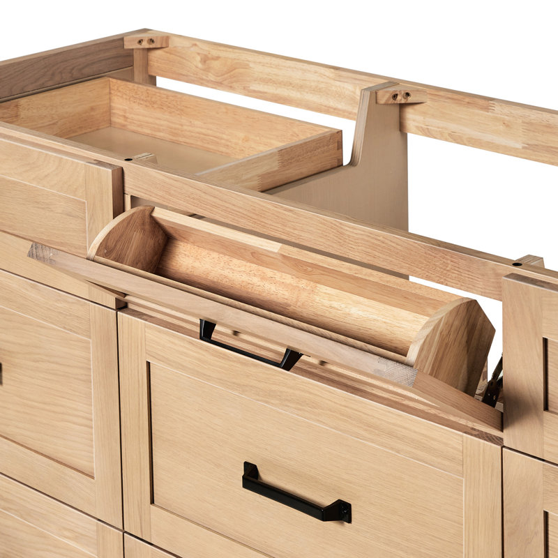 ARIEL Monroe 48 Single Sink Bathroom Vanity with Carrara Quartz Top, Oak, 66" - 67", Italian Carrara Marble