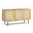 Solid Mango Wood Sideboard Buffet with Woven Raffia Accents