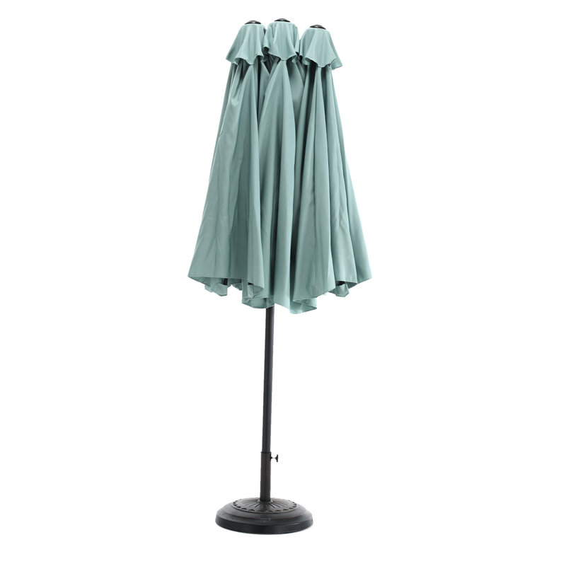 Grand parasol rectangulaire double face 14,8 pi avec manivelle, Sarcelle