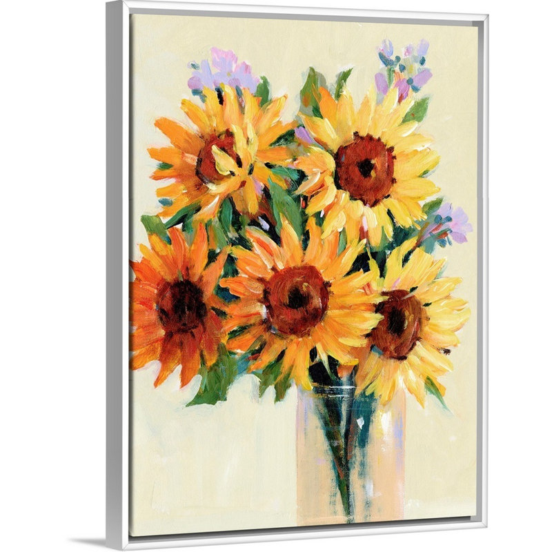 Fleurs fraîches coupées I, art mural sur toile, H 12 po x l 16 po x P 1,25 po, Cadre blanc