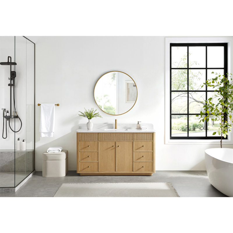Ensemble de meuble-lavabo simple 60 po Taren, Gris cendré délavé