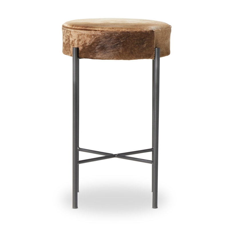Nocona Upholstered Bar Stool with Metal Frame, Speckled Hide - Brown, Counter Stool (26" Seat Height)