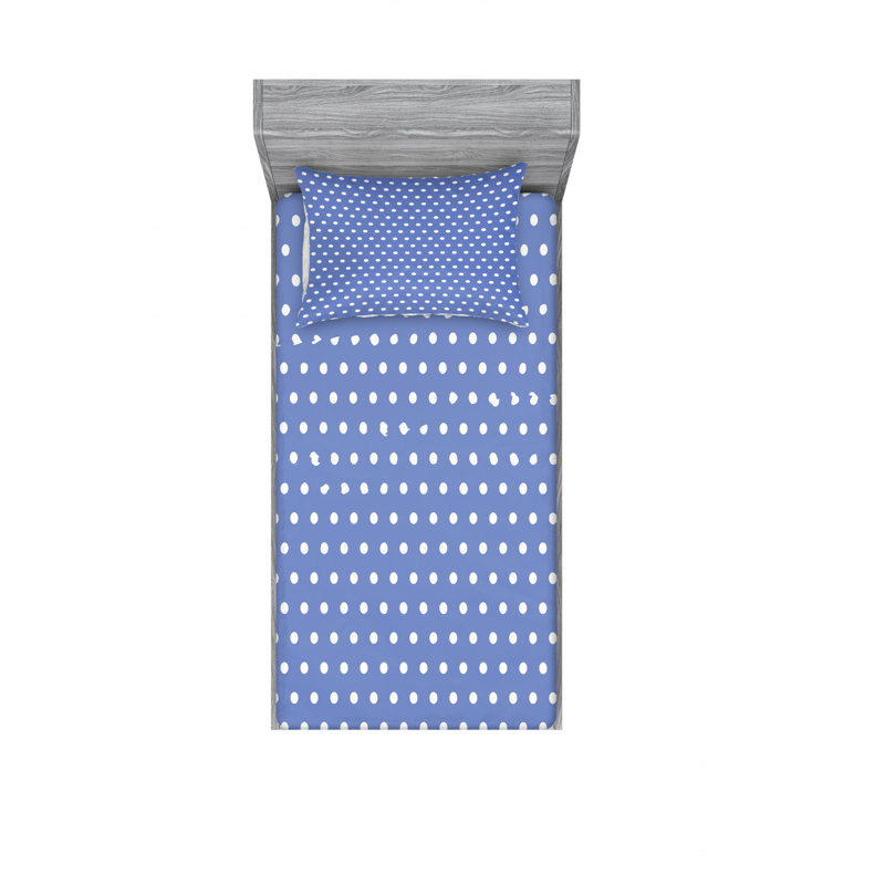 Microfiber Polka Dots Sheet Set, Twin Sheet Set with Fitted Sheet