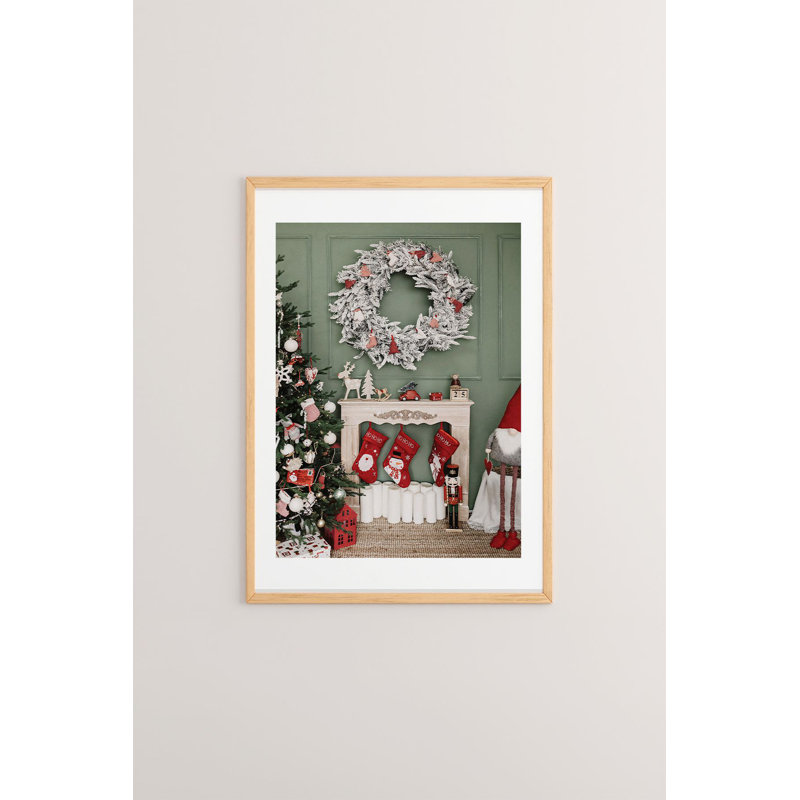 «Festive Christmas», peinture encadrée décorative de 13,0 po x 19,0 po | Cadre 100% bois massif (épaisseur: 0,8 pouce), œuvre d'art 100% MDF | Impression numérique pour des couleurs vives, décoration murale parfaite pour la maison et le bureau