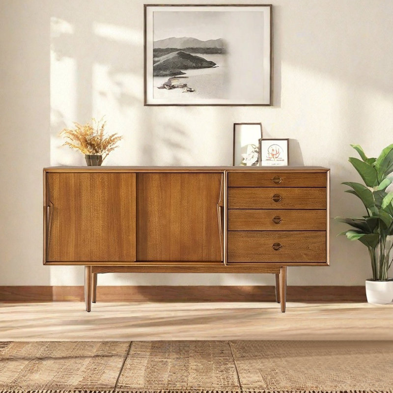 Buffet avec rangement de style rétro, Marron clair