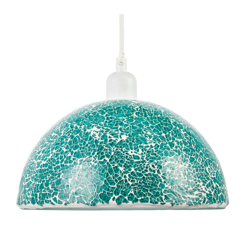 13 cm H Round Glass Pendant Shade ( No Direct Attachment Method ) in Teal