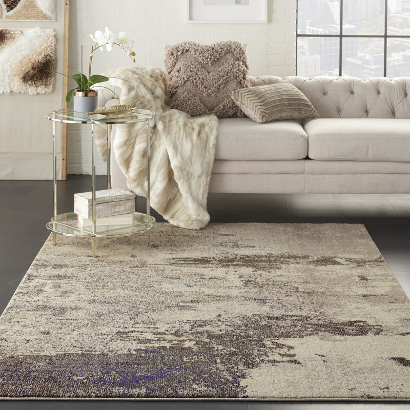 Tapis ivoire moderne Enoch, Rectangle 3 pi 11 po x 5 pi 11 po