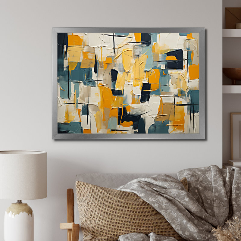 «Squared Ceremonian Abstract Expressionism I», reproduction d'art sur toile, H 12 po x l 20 po x P 1 po, Cadre simple argenté