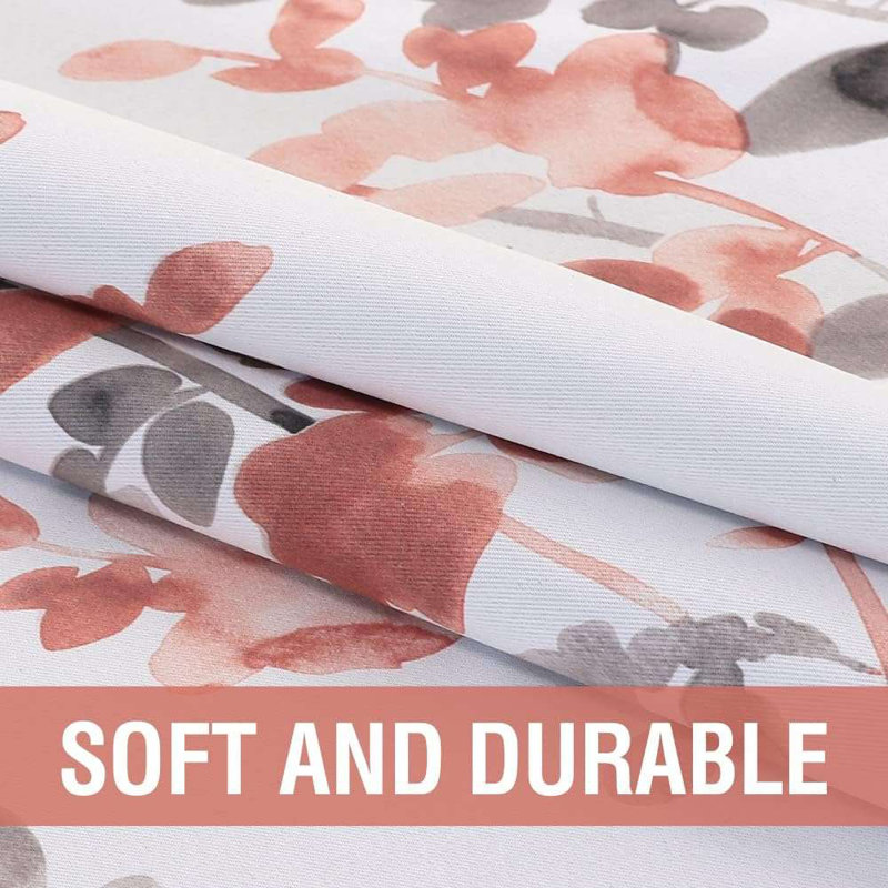 Valance for Kitchen Windows/Living Room/Bedroom Blackout Rod Pocket Valance Curtains, 2 Panels, Gray/Coral