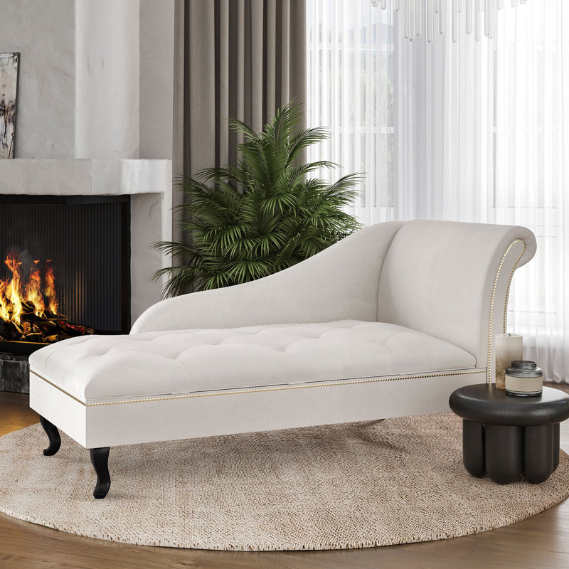 Chaise longue rembourrée Haskell, Beige