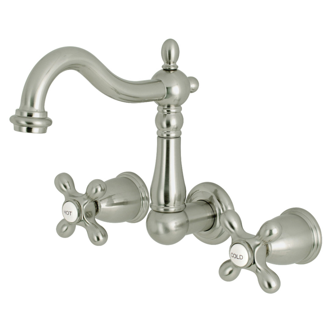 Kingston Brass Heritage Two-Handle 3-Hole Wall Mount Bathroom Faucet Kingston Brass 