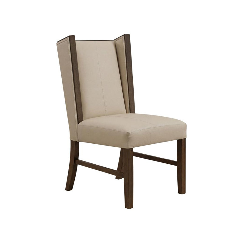 Fauteuil de salle à manger rembourré en cuir véritable Forge, Ivory
