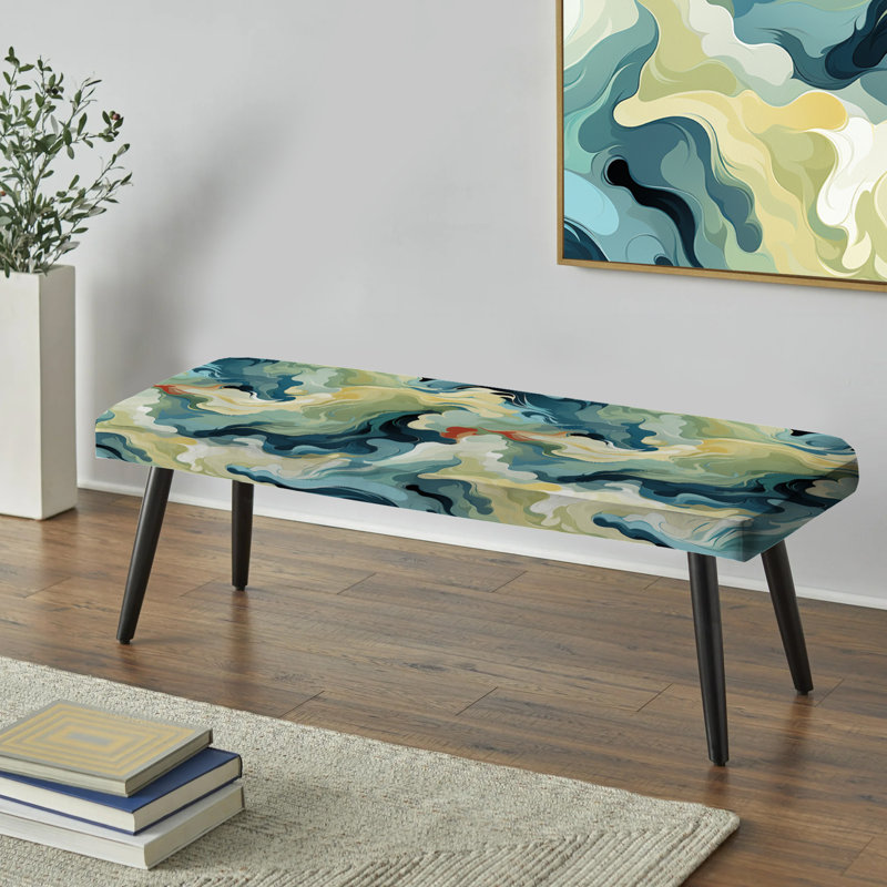 Banc rembourré bleu et vert Mystic Camouflage Reverie
