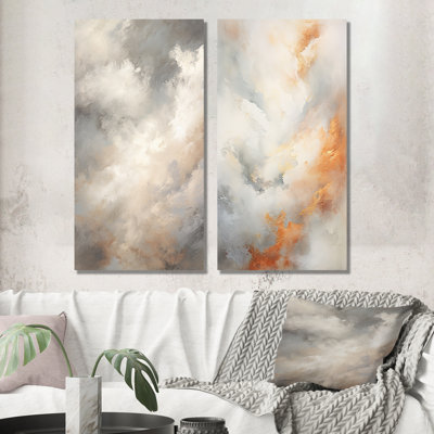 Mystic Gray Clouds Horizon - ensemble de 2 reproductions d'art en métal