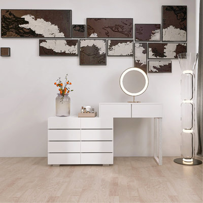 Commode de bureau 10 tiroirs sans poignée