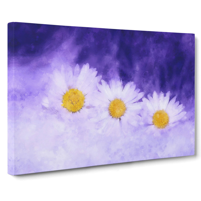 Three White Daisies - Wrapped Canvas, 50cm H x 76cm W x 3cm D
