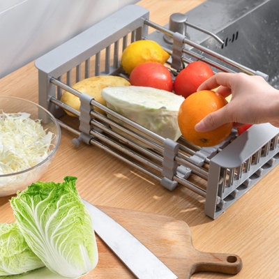 Égouttoir à vaisselle réglable en acier inoxydable au-dessus de l'évier, égouttoir à vaisselle pour comptoir de cuisine