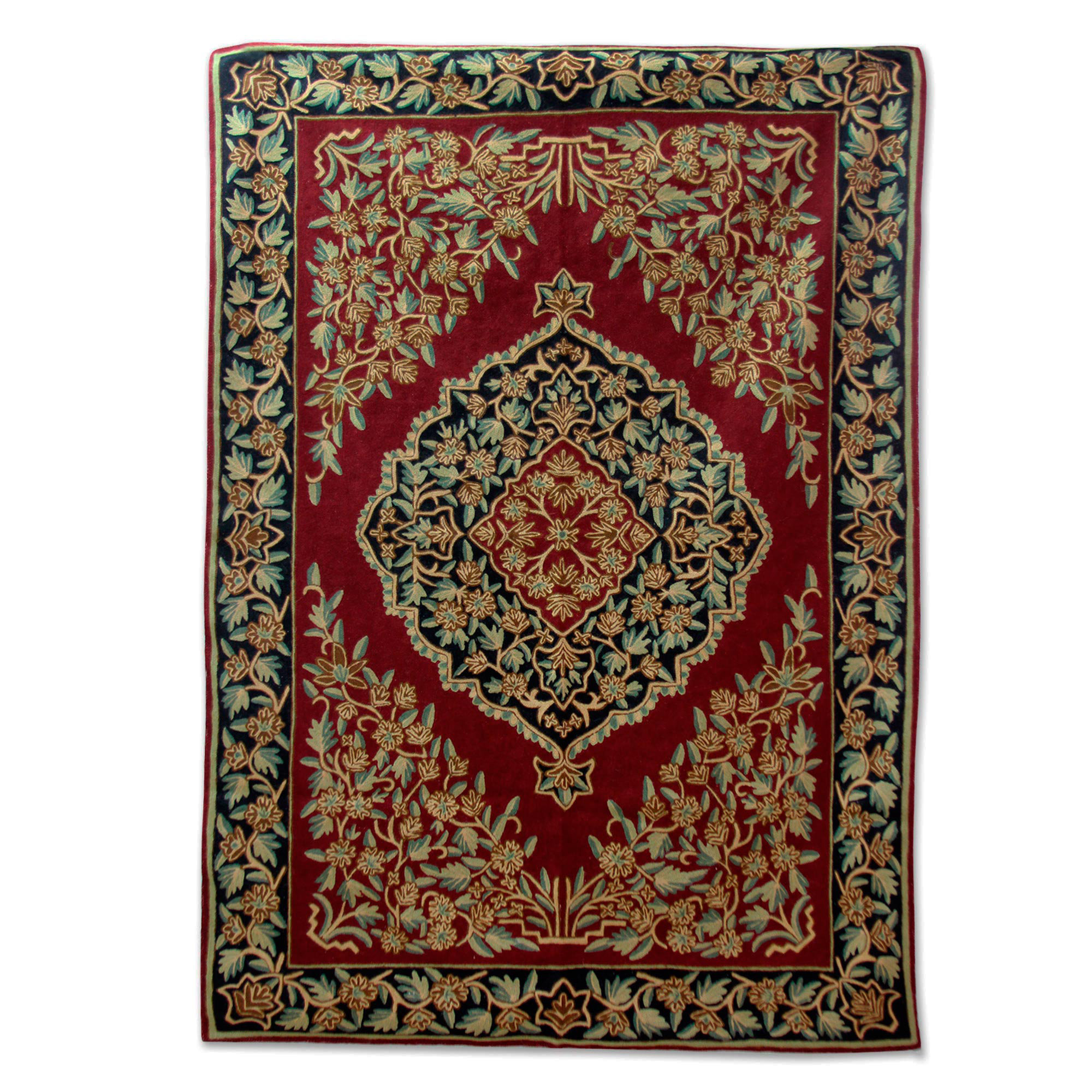 Bloomsbury Market Randall Mughal Garden Hand-Woven Wool Beige/Red Area ...