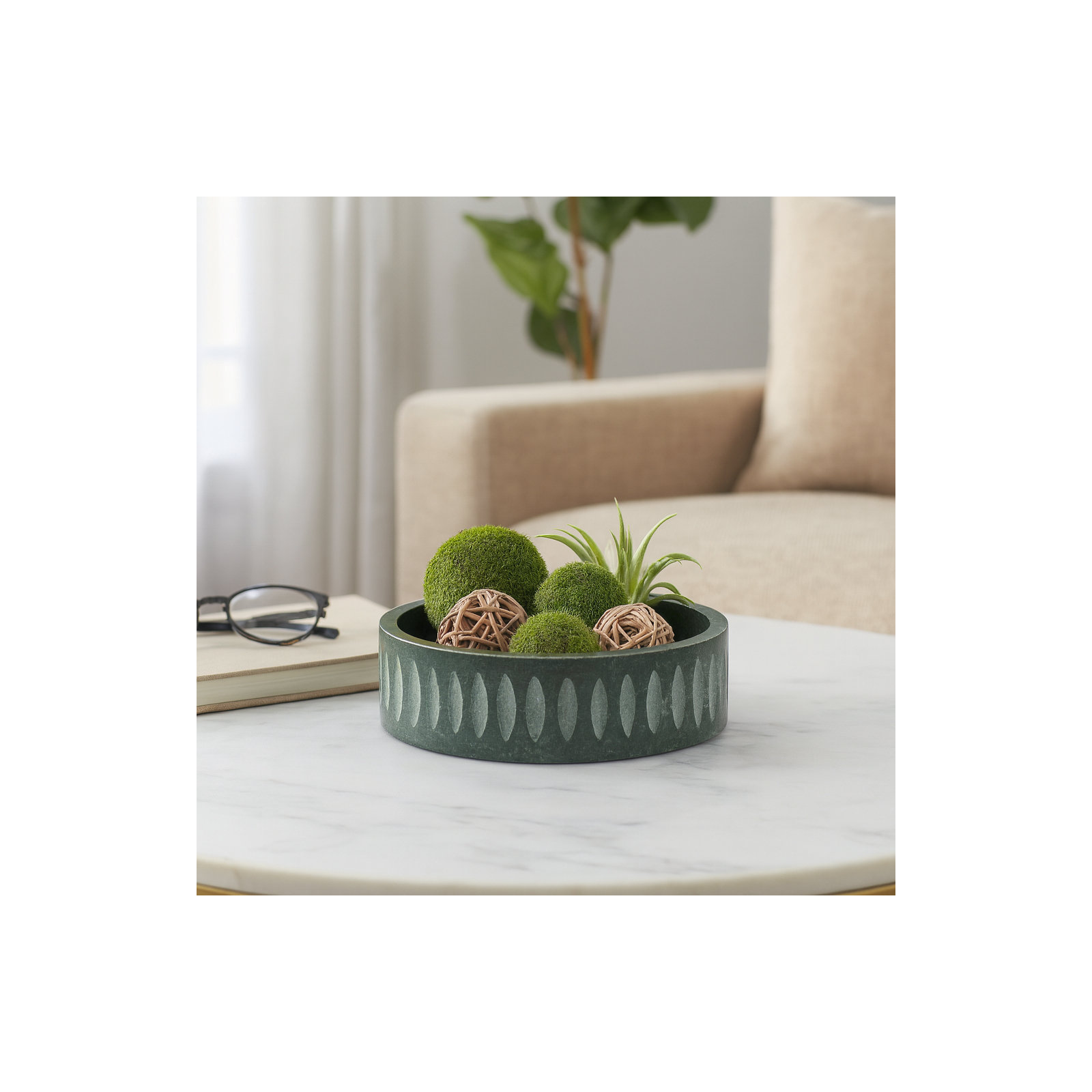 12" Rosalie Green Marble Bowl