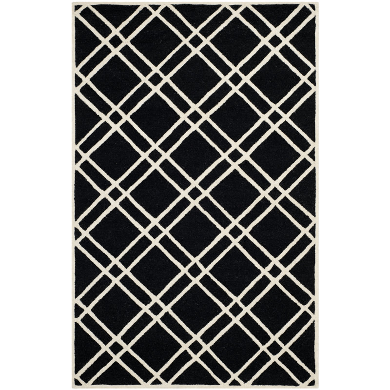 Deedgra Hand Tufted Wool Geometric Rug, Rectangle 5' x 8'