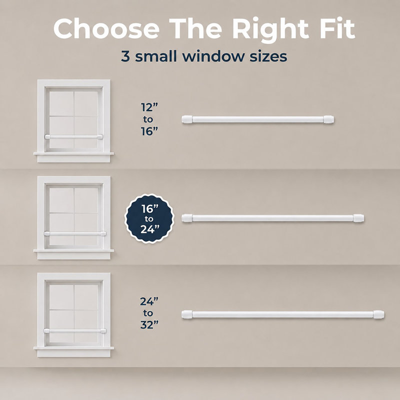 L5201BUN Aluminum Adjustable Double Curtain Rod, White, 16" – 24"