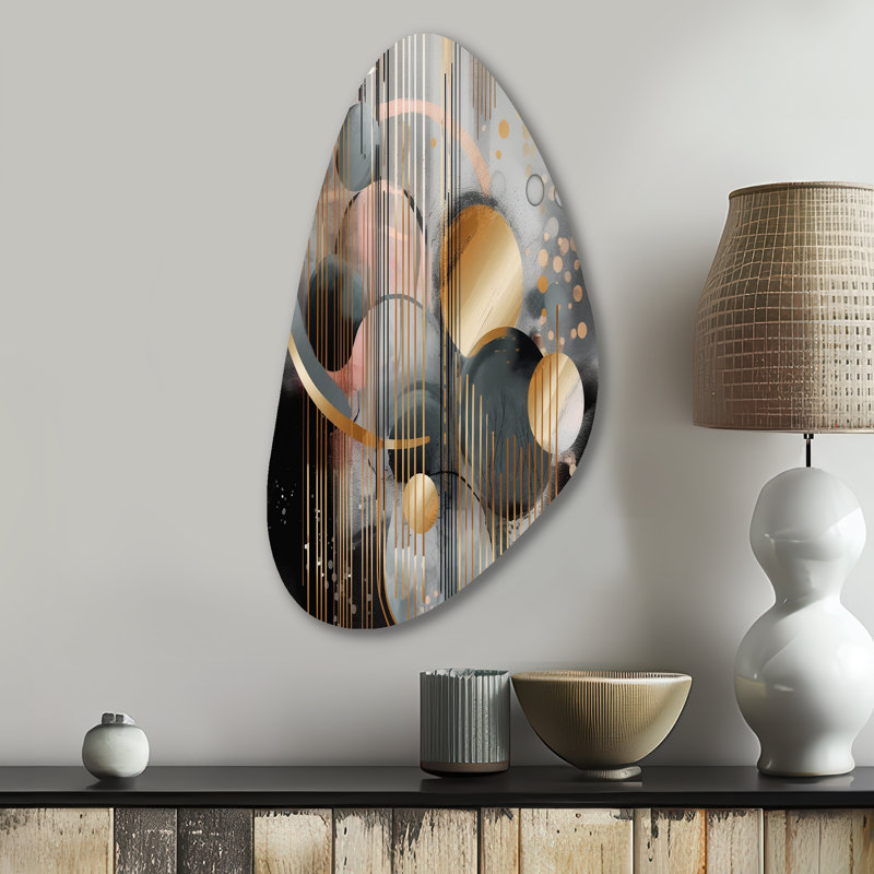 Abstract Shapes And Lines III - Marble Irregular Shape Metal Wall Art, Modern Asymmetrical Metal Art Print
