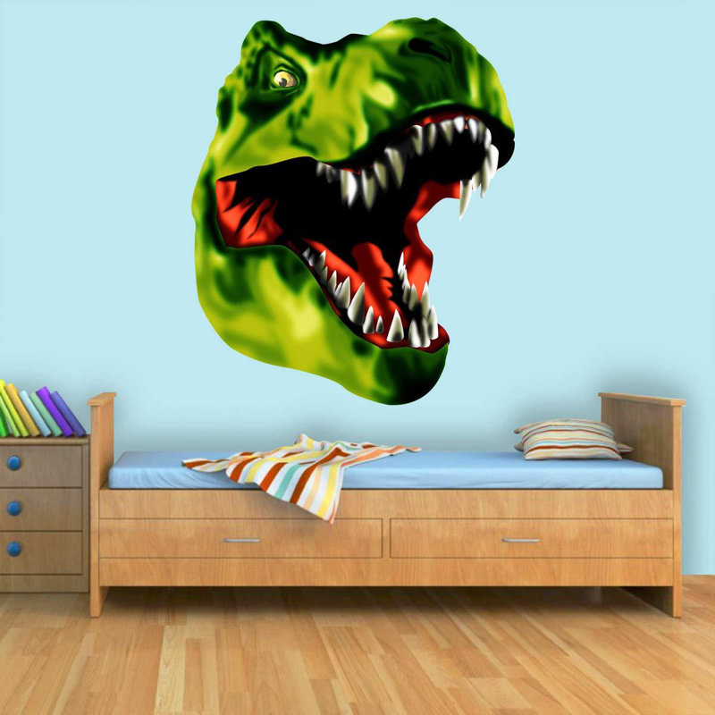 Décalcomanie murale en vinyle t-rex, H 20 po x l 17 po, Vert