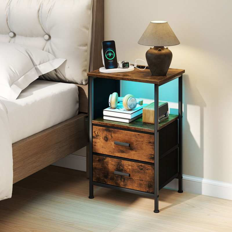 38cm W Metal Bedside Table
