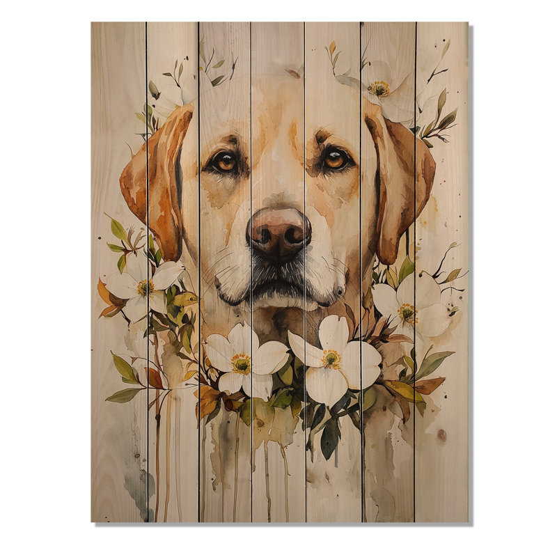 Joli chien Labrador - Décoration murale moderne en bois sur bois de pin naturel, H 20 po x l 10 po