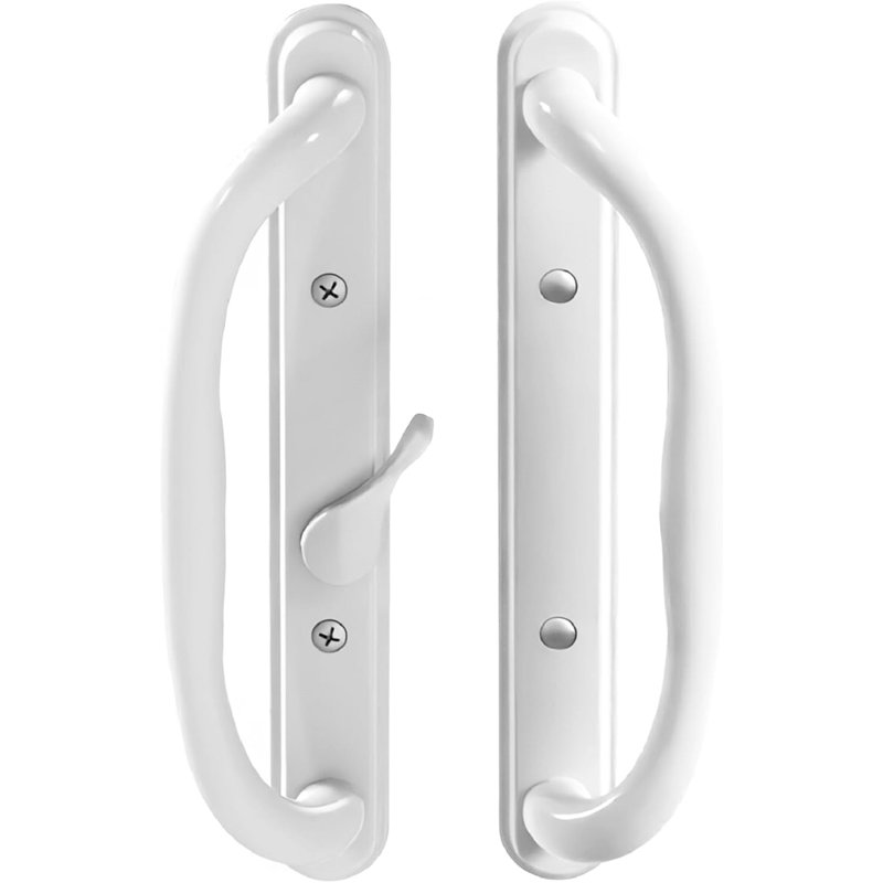 Ensemble de poignées de porte de remplacement pour patio coulissant, loquet décalé, sans clé, Blanc