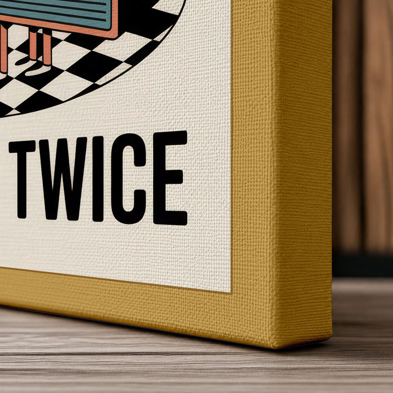 Play It Twice Retro - Wrapped Canvas, 24x16 - 61.0 x 40.6 cm, Ochre Border