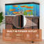 Support d'aquarium 75-120 gallons avec prise de courant - support d'aquarium robuste, style maison de campagne rustique, capacité de 1000 lb, portes de grange coulissantes réglables, brun clair