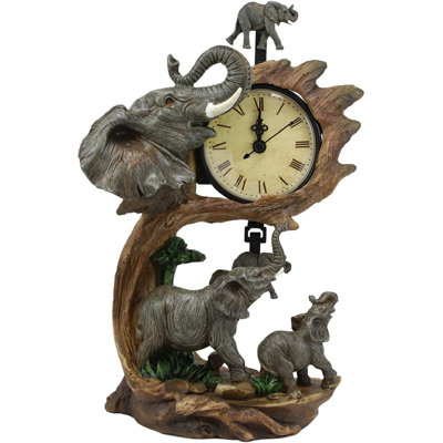 Roman Numeral Resin Quartz Movement / Crystal Tabletop Clock in Brown