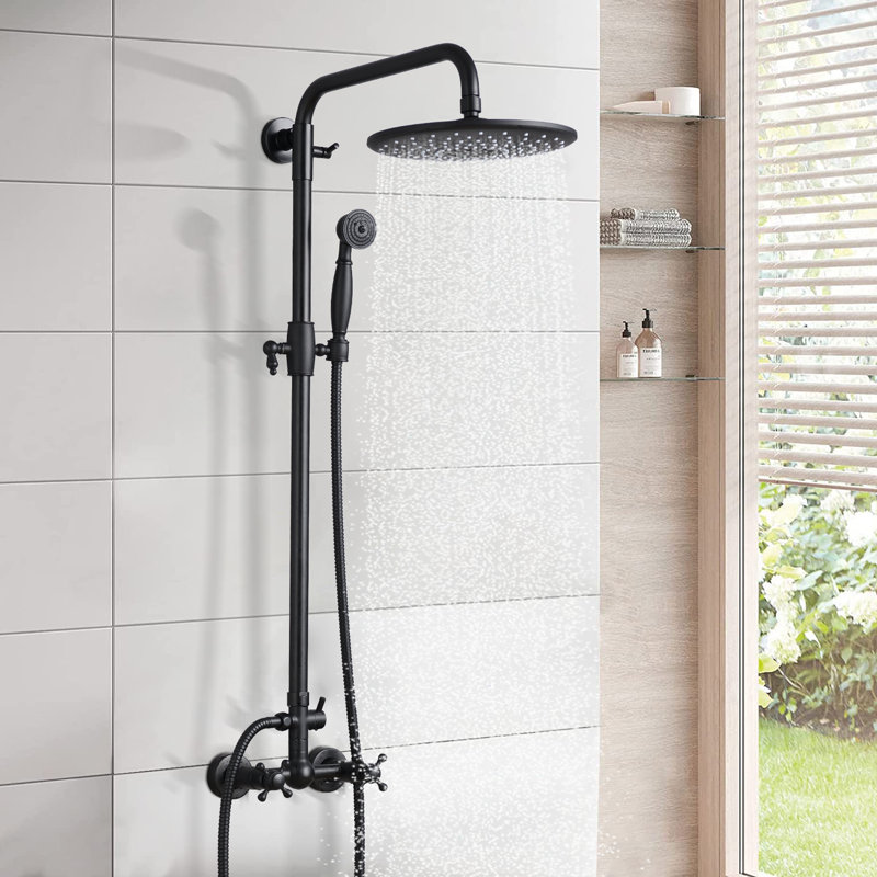 Pomme de douche à main avec système de douche à main et système de douche à pluie de 8 po avec double douche combinée noir mat