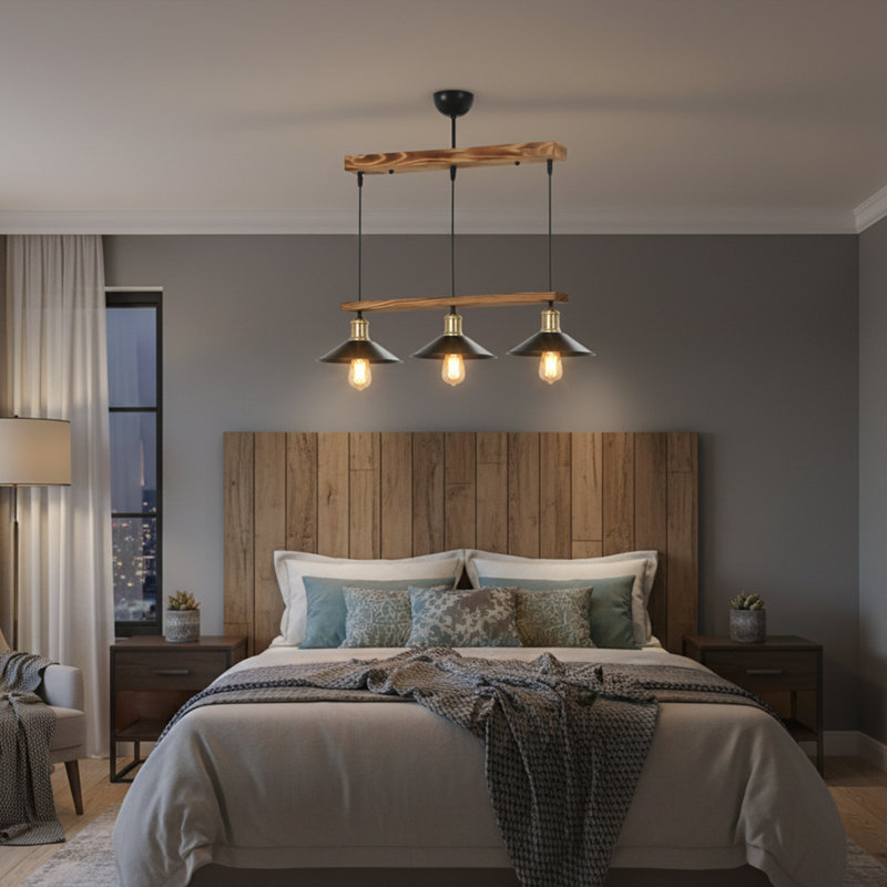 Thatcher 3-Light Wood & Metal Linear Pendant