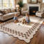 Tapis moderne à motif géométrique drapeau, 120 x 180 cm, beige pâle, pliable, lavable, en velours perle avec envers antidérapant en TPR, idéal pour le salon, la chambre, la salle à manger, l'entrée et la décoration intérieure.-543866937-543866938
