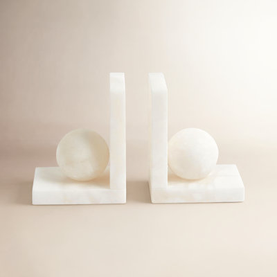 Alabaster Ball Decorative Bookends