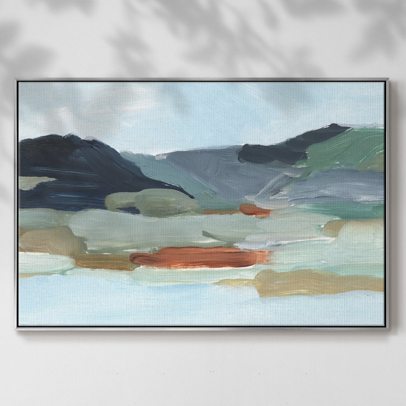 Autumn Mountains II, reproduction d'art sur toile, H 17 po x l 25 po x P 2 po, Toile argentée avec cadre flottant
