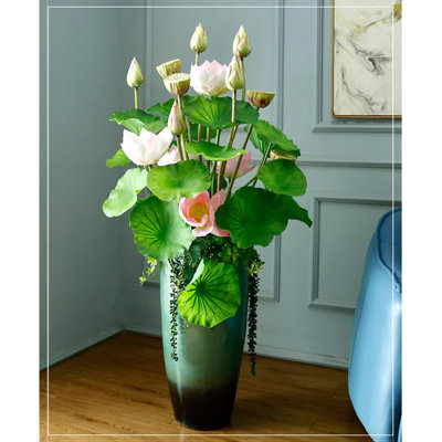New Chinese Lotus Ceramic Pot Green Plant