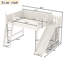 Lit mezzanine en bois massif avec tablettes de rangement et glissière amovible-2140029226