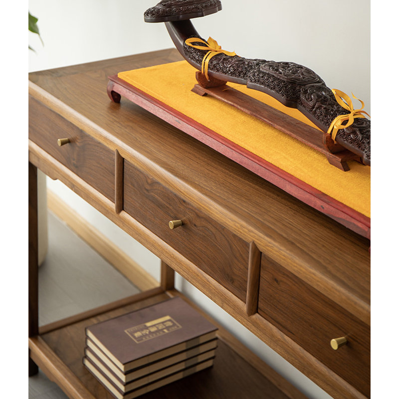 50.39" Brown Rectangular Solid Wood Console Table