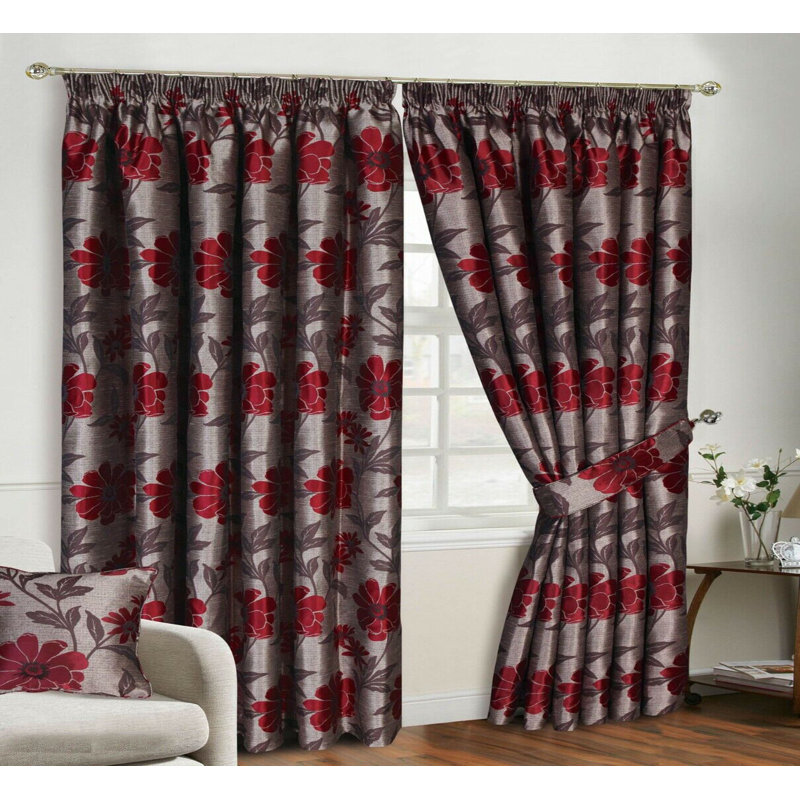 Atkison Blackout Curtain Pair, 168 W x 137 D cm, Red