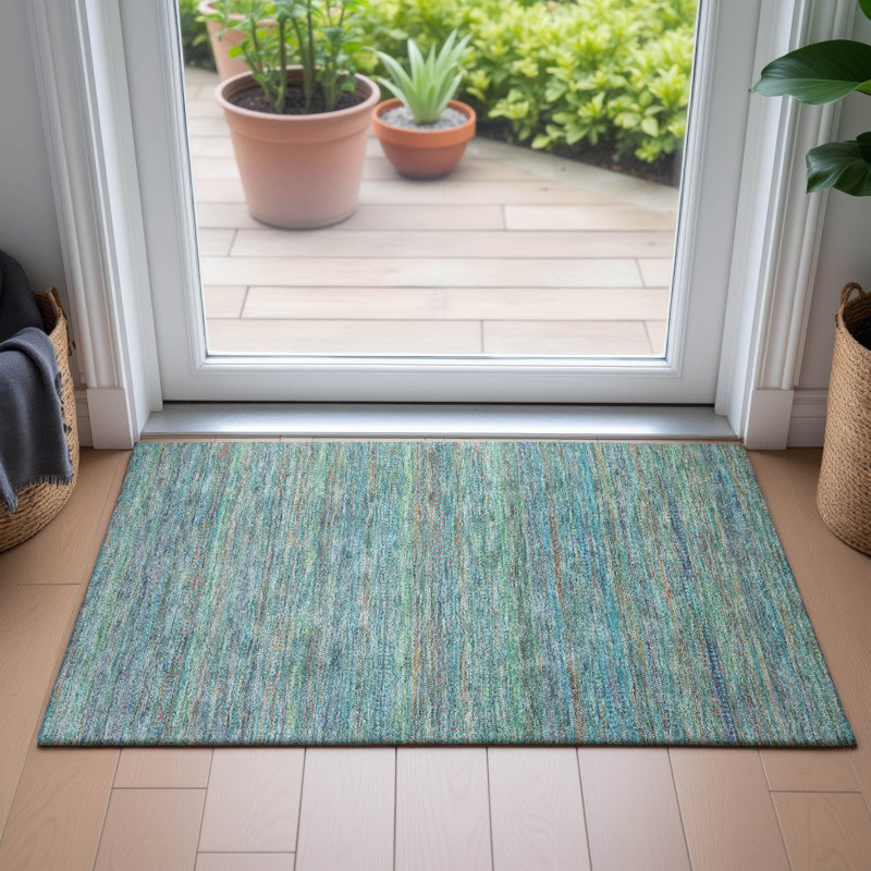 Tapis rayé intérieur / extérieur lavable à la machine Kimberlin ACN2148, Rectangle 1 pi 8 po x 2 pi 6 po