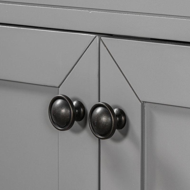 Base de meuble-lavabo gris de 36 po en bois d'hévéa massif et armoire de style moderne avec support à tiroirs, assemblage requis, base contemporaine