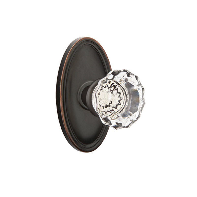 Bouton d'intimité transparent avec rose ovale Astoria, Bronze huilé