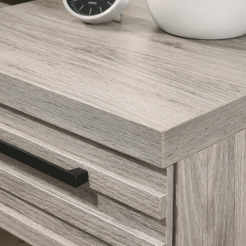 Table de chevet contemporaine en bois avec base en métal, taille unique, table de chevet SEULEMENT