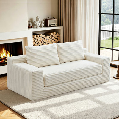 Convertible Sofa Bed,Boneless Couch 2 in 1 Foldable Floor Sofa Couch,Loveseat Sofa Bed for Living Room,No Assembly Required,Beige