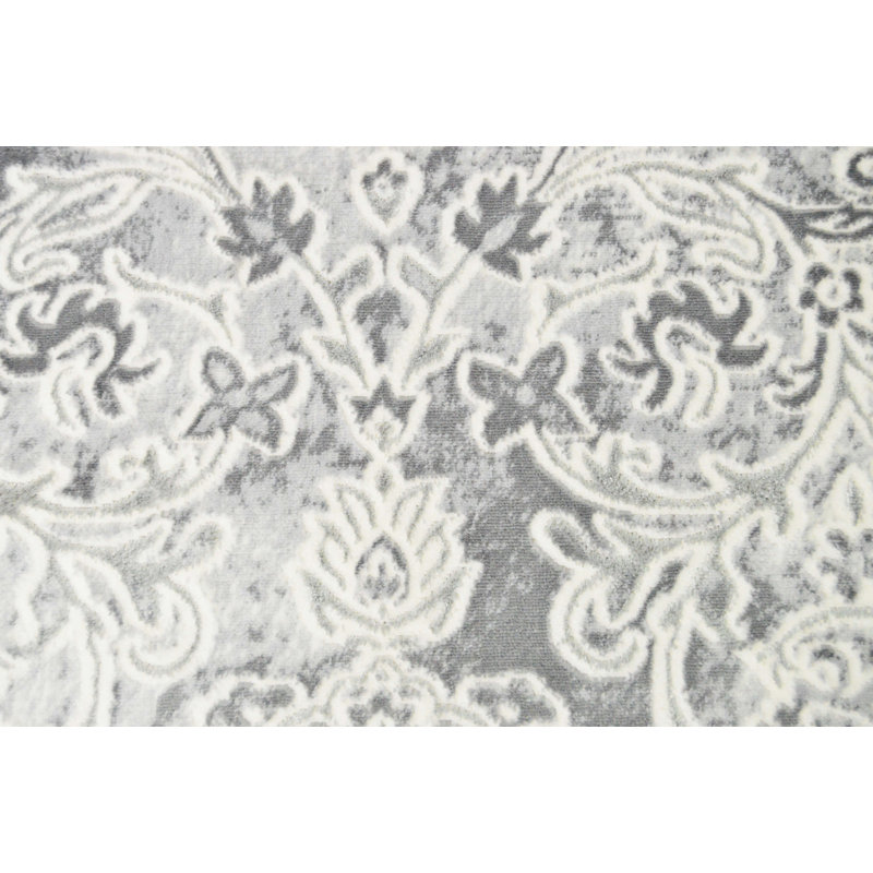 Tapis gris tissé à la machine Mullett, Rectangle 5 pi 3 po x 7 pi 6 po