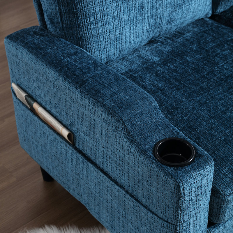 Canapé modulaire confortable avec chenille et rangement relaxant avec porte-gobelets modernes, Teal