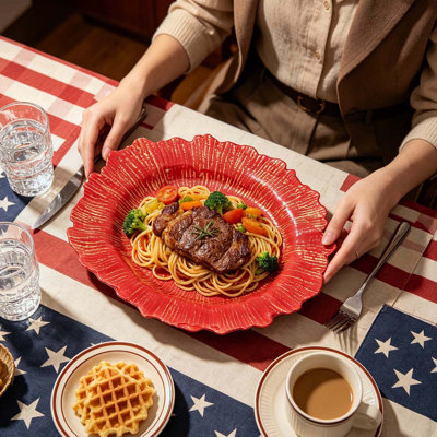 8 Pack Durable Plastic Charger Plates,Elevate Dining Experience with Color and Style for Special Events and Home Use